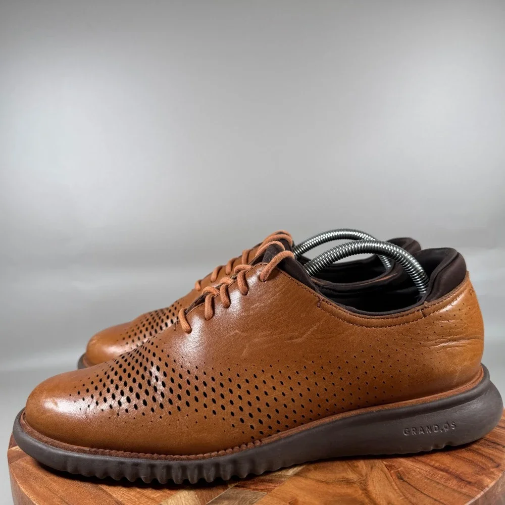 Cole Haan 2.ZEROGRAND Laser Wingtip Oxford Mens 9.5M British Tan Leather‎ C25351